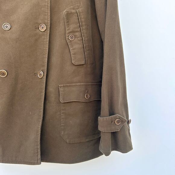 Vintage Ralph Lauren Military Field Coat Peacoat Army Green Hong Kong 90s Cotton - Picture 6 of 8
